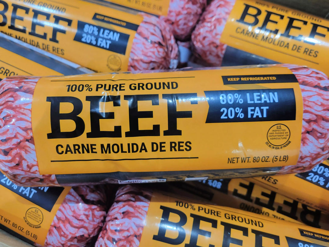 PRICE DROP & RESTOCKED: 40 lb Case of 80/20 Natural Ground Beef (in 8 - 5lb Chubs)