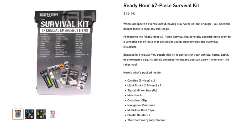 47 Piece Ready Hour Emergency Survival Kit