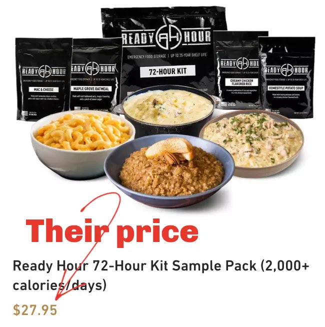 OVERSTOCK: 72 Hour Emergency Sample Kit  From Ready Hour, 20 servings