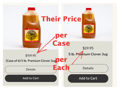 NEW: Raw Unfiltered Clover Honey 6-pk Case of 80z jugs (480oz total)