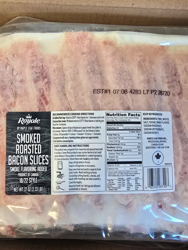 OVERSTOCK DEAL: 300 Slices Pre-Cooked Bacon (Equal to 20lb Fresh Case)