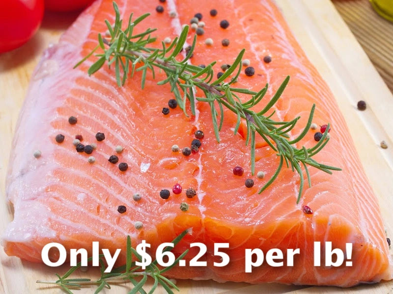 OVERSTOCK DEAL: 25lb Case Wild Caught Keta Chum Salmon, Approximately 15 Skin-on Full Fillets 1.6ish lb each