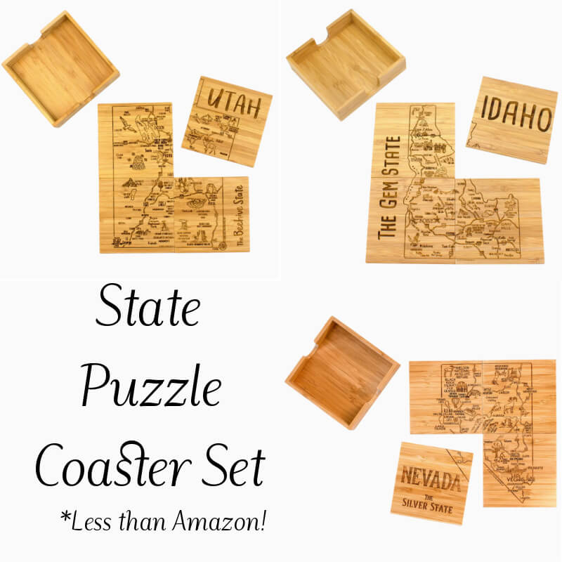 Limited Time: Set of 4 State Coaster Puzzles (Utah, Idaho, Nevada Shapes)