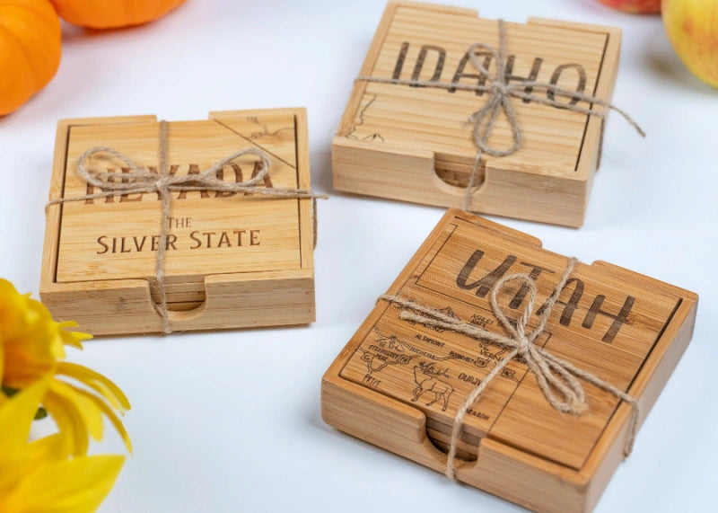 OVERSTOCK: Set of 4 State Coaster Puzzles (Idaho, Nevada Shapes)