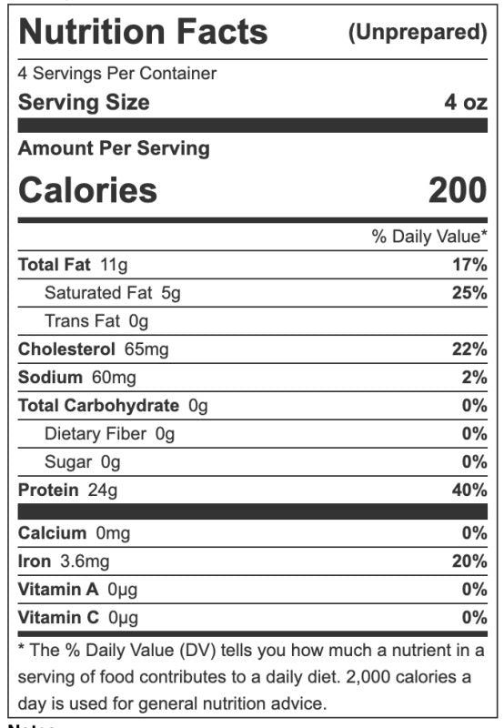 Nutrition facts