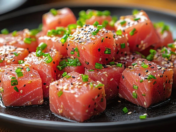 PRICE DROP: 10 lb case Tuna Poke Cubes, 10 - 1lb Packs Grade AAA (Sushi Grade)
