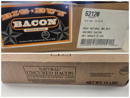 OVERSTOCK DEAL: 15 lb Case UNCURED Budget Cut Bacon Frozen