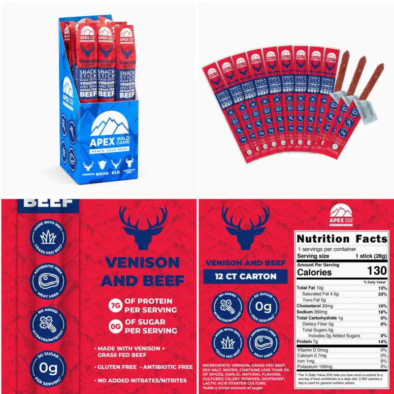 Limited Time: 12ct. Pack Grassfed Beef Sticks (4 Varieties: Beef, Bison, Elk and Venison)