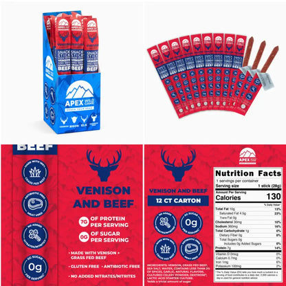 Limited Time: 12ct. Pack Grassfed Beef Sticks (4 Varieties: Beef, Bison, Elk and Venison)