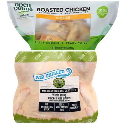 OVERSTOCK: Frozen 48-50lb Case Whole Natural Chickens, No Antibiotics Ever (Open Nature Brand - 10ct.)