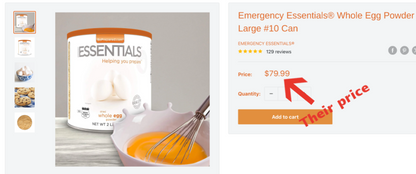 Whole Egg Powder from Emergency Essentials with 10-Year Shelf Life