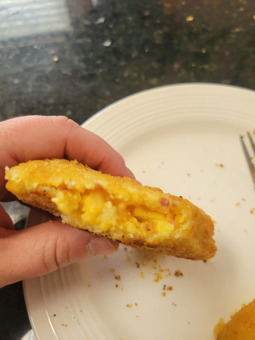 Back By Popular Demand: 72 Count Bacon,Egg, Cheese Potato Fritters, Hand Held Breakfast