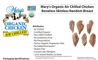LIMITED TIME: 40 lbs ALL ORGANIC, Air Chilled, Boneless, Skinless, Random Chicken Breast Pieces