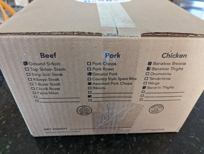 31 lb Family Mixed Staples Boxes - 7 different cuts of Beef, Pork and Poultry