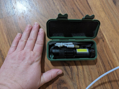 OVERSTOCK:  4  pack Small ,USB Rechargeable LED Flashlight with Waterproof Case