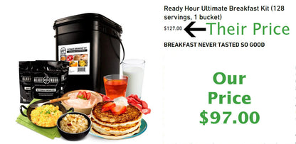 128 Servings, Ready Hour Freeze Dried Ultimate Breakfast Kit
