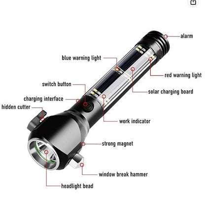 OVERSTOCK:  8 in 1 Multi Function,  USB Rechargeable, Solar Flashlight