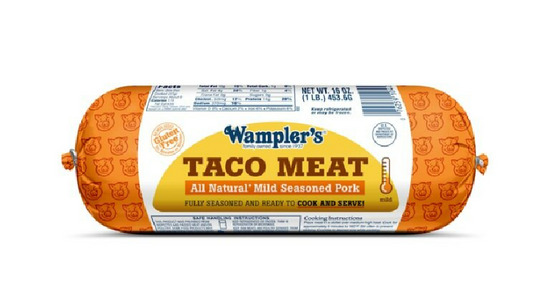 12lb Wampler's Mild Taco Meat, All Natural, 12- 1 lb rolls per case