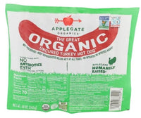 CLEARANCE DEAL: Applegate, ORGANIC  TURKEY Hot Dogs, 10 Ounce packages-12 per case