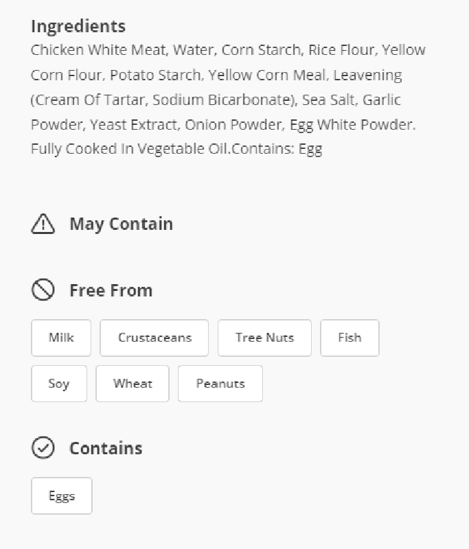 10 lb Case Gluten Free Pre-cooked Tempura Chicken Nuggets, No MSG Added