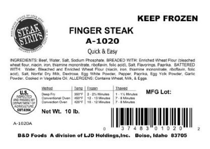 IT'S BACK: 10 lb Pre-cooked Steak Fingers, 2-5 lb bag, quick and easy option, No MSG