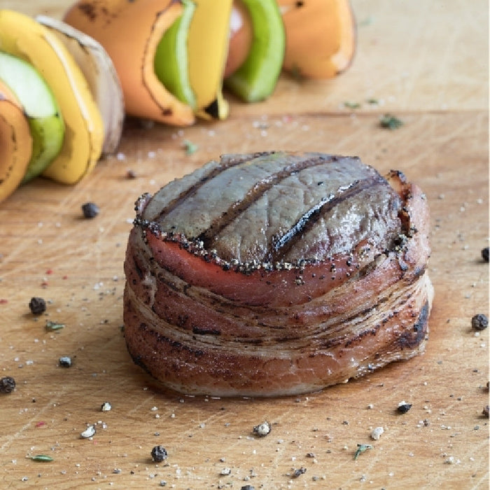 NEW: 16 ct. Black Pepper Bacon Wrapped Beef Filet, 5 ounce