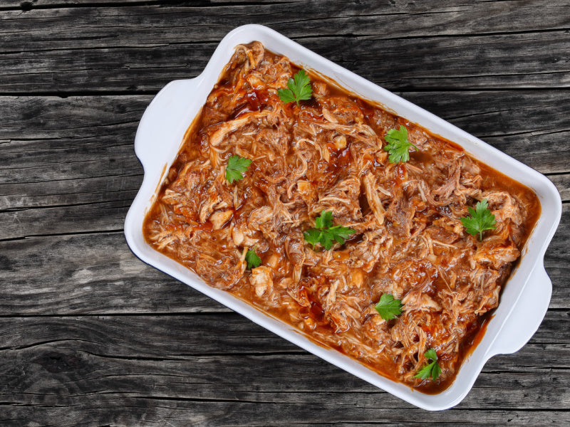 OVERSTOCK: 10ish lb case of Natural, Fully Cooked Chicken Thigh Carnitas Meat (Gluten Free and Free of Top 8 Allergens)