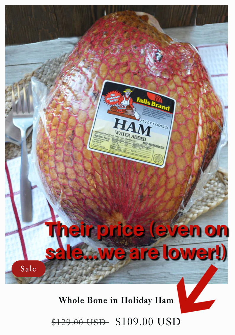 18-27 lb Holiday Bone-In Ham, Fully Cooked, Local and Gluten Free (Choose Your Weight)