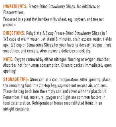 Freeze Dried Strawberry Slices -30yr Shelf Life