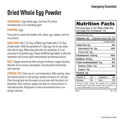 Whole Egg Powder from Emergency Essentials with 10-Year Shelf Life