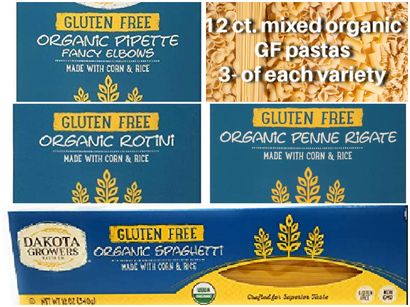 12 Ct.  Gluten Free Organic Variety Pasta Case, 4 Each of Spaghetti, Rotini, Penne, Elbow