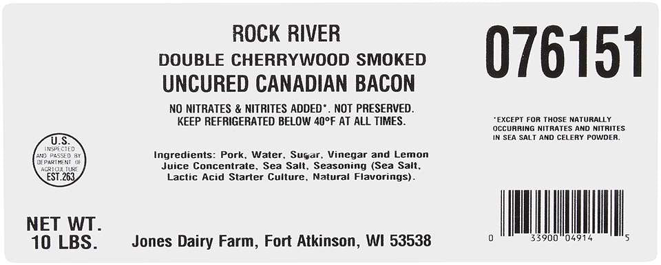 Summer Clearance: 10 lb case of Fresh Uncured Natural Canadian Bacon