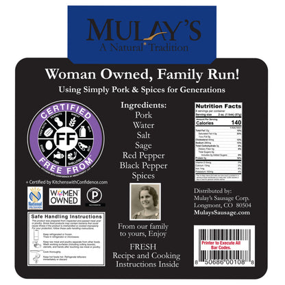 OVERSTOCK DEAL: 10 lb Case of Mulay's Clean Heritage Pork Breakfast Sausage Links,  Free From Top 8 Allergens
