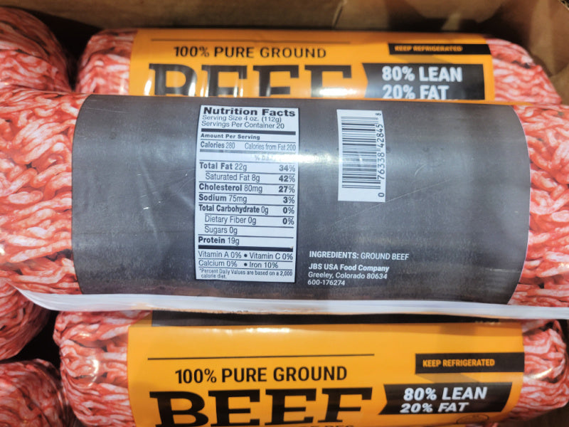 Price Drop: 40 lb Case of 80/20 Natural Ground Beef (in 8 - 5lb Chubs)