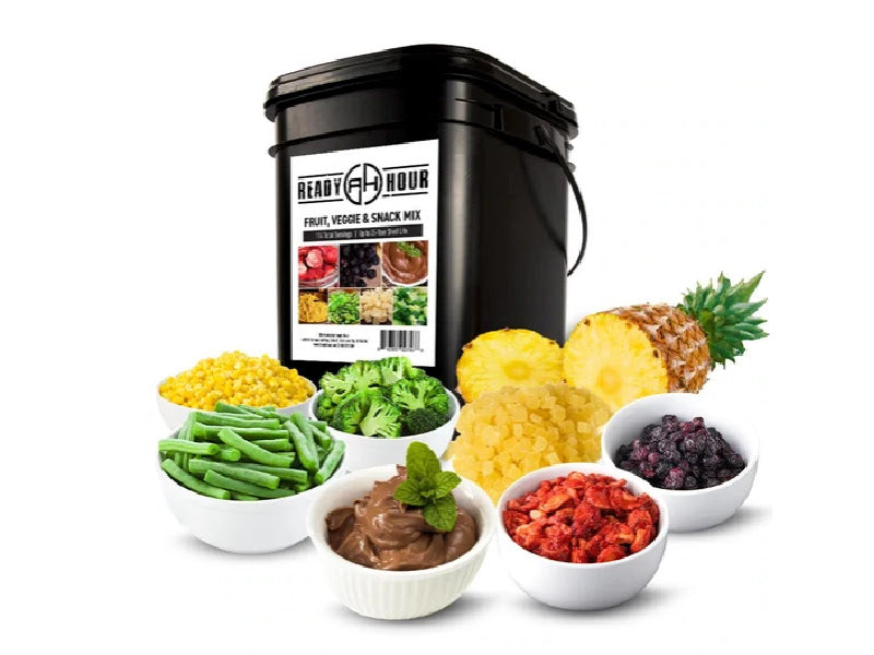 116 Servings of Freeze Dried Fruits and Veggies from Ready Hour  25-Year Shelf Life
