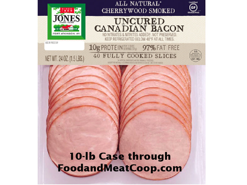 10 lb case of Fresh Uncured Natural Canadian Bacon